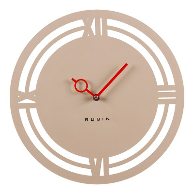 3531-003 Часы настенные из металла d=35 см открытая стрелка бежевый "Рим" Рубин