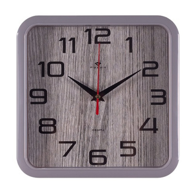 2223-012 Часы настенные квадрат 22х22см серый "Текстура дерева" Рубин