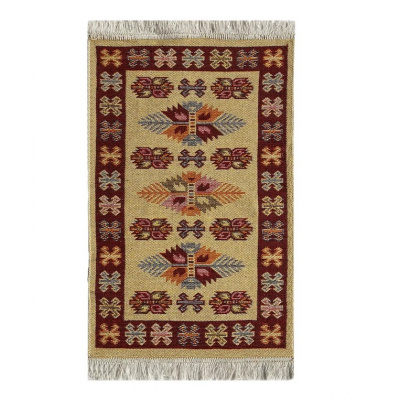 Коврик KILIM 1шт (60*90) хлопковый с бахромой UK01 11690104 коричневый-вишневый