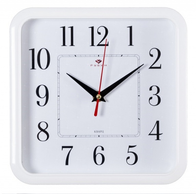 2223-336W Часы настенные квадрат 22х22см белый "Классика" Рубин