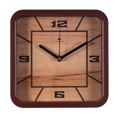 2223-011 Часы настенные квадрат 22х22см коричневый "Классика" Рубин