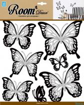 5001 REA  Декоративная наклейка "Многослойные бабочки с серебром, блестками"