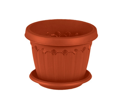 Кашпо "Флавия" 1,7л с поддоном Э-059 (60) терракотовый