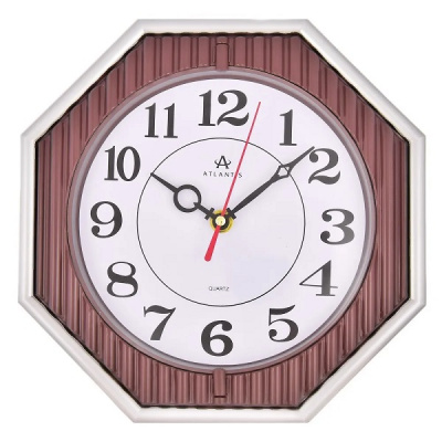 6910-TLD brown 245x245x42мм Часы настенные Atlantis