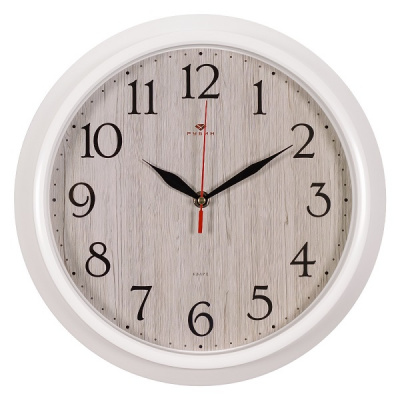 3024-146 Часы настенные круг d=30см белый "Текстура дерева" Рубин