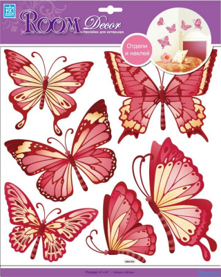 3120 CBA  Декоративная наклейка "Бабочки красные"