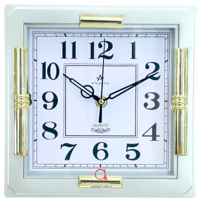 6465-TLD silver 228x228x44мм Часы настенные Аtlantis