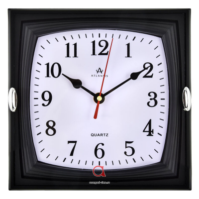 6309-TLD black 223x223x39мм Часы настенные Atlantis