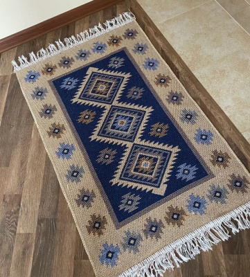 Коврик KILIM 1шт (60*120) хлопковый с бахромой UK02 6120202 синий