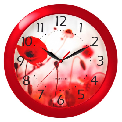 11130145 темно-красный D290мм Часы настенные TROYKATIME