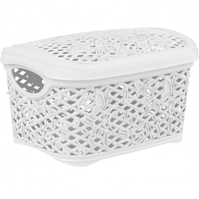 Корзина для хранения Keeplex Fiori с крышкой 3,3л 24,2х18х14см белое облако KL401211048 (13)