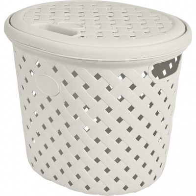 Корзина для белья Plast Team Rattan 14л 32,5х28х28см молочный туман PT408811048 (5)