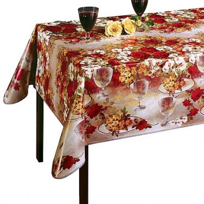 141A Клеенка Dekorama 1.4*20м (розы и бокалы)