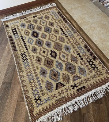 Коврик KILIM 1шт (80*150) хлопковый с бахромой 1674 бежевый