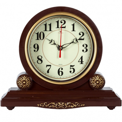3026-002 Часы настольные 30х26см коричневый с золотом "Классика" Рубин