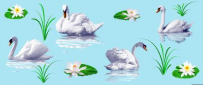 Штора для ванны Альфа-Стиль п/эт. Лебеди (голубой) 180х180 (1/40)