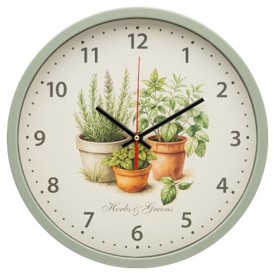 3027-040 Часы настенные круг d=30см оливковый "Травы" Рубин