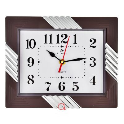 6067A-TLD brown 254x41x208мм Часы настенные Atlantis