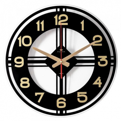 4041-012 Часы настенные прозрачные  d39 см открытая стрелка "Золотые цифры" Рубин