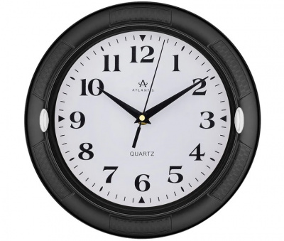 6356-TLD black 258x45x258мм Часы настенные Atlantis