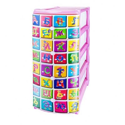 Комод №3 с рис. "Алфавит" (розовый) Э-301