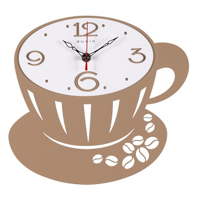 2628-004 Часы настенные из металла бежевый+белый "Капучино" Рубин