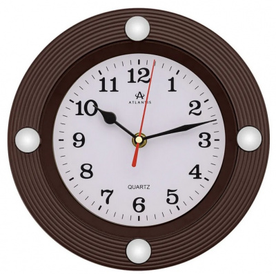 6054-TLD brown 239x40x238мм Часы настенные Atlantis