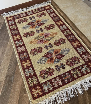 Коврик KILIM 1шт (80*150) хлопковый с бахромой 2074 кремовый