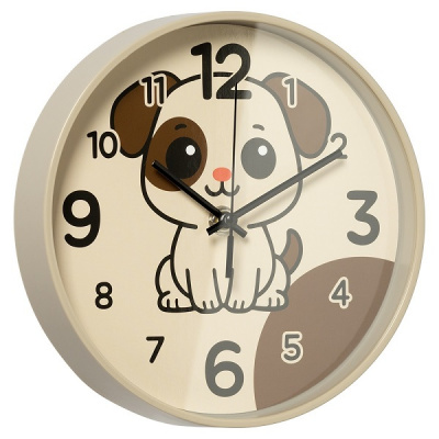 2019-010 Часы настенные круг d=19,5см хаки "Щенок" Рубин