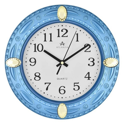 689 shine blue 240x240x40мм Часы настенные Atlantis