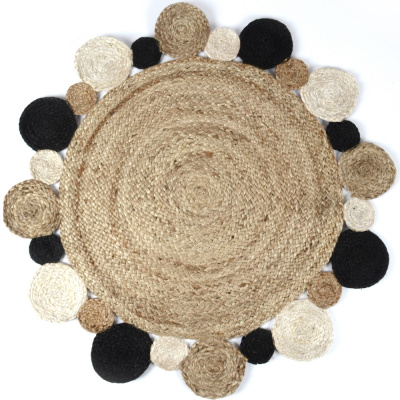 Коврик Джутовый круглый с орнаментом 80*80см (IC-18397) (клеопатра)