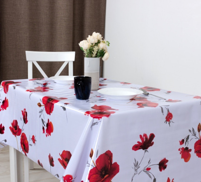 Клеенка Глянец "Красные маки" на тканой основе 1,4м*20м (20) STS2693-1