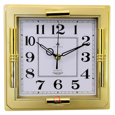 6465-TLD gold 228x228x44мм Часы настенные Atlantis