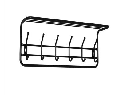 Вешалка настенная с полкой (73х22х26,5см) 6 крючков черный (ЗМИ) ВСП 7 Ч 