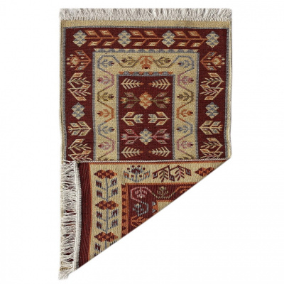 Коврик KILIM 1шт (60*120) хлопковый с бахромой UK1971 вишнево-кремовый