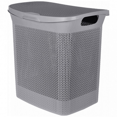 Корзина для белья Keeplex Ajur с откидной крышкой 35л 43х34х45см космический серый KL410011026 (3)