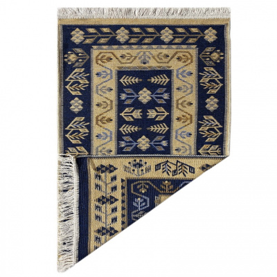 Коврик KILIM 1шт (60*120) хлопковый с бахромой UK1371 сине-бежевый