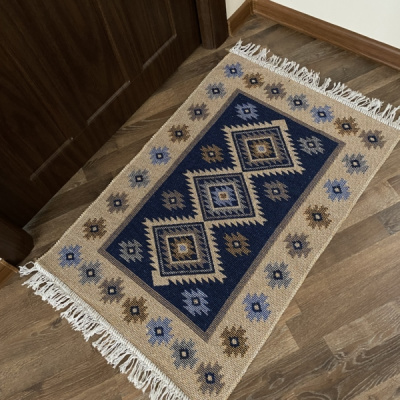 Коврик KILIM 1шт (60*90) хлопковый с бахромой UK02 11690202 синий
