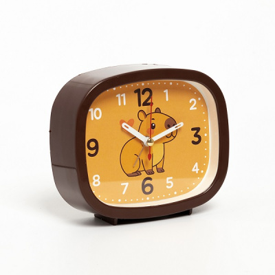 Будильник B5-023 12х10см корпус коричневый "Капибара" Рубин
