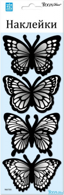 7702 RKA  Декоративная наклейка "Бабочки черные голограмма-мини"
