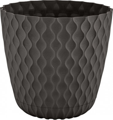 Горшок для цветов InGreen Wave с дренажной сеткой и съемным поддоном 10л, D270мм, горький шоколад IG650410011 (12)
