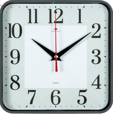 1918-107 Часы настенные квадрат серый 19х19см "Классика" Рубин