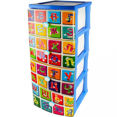 Комод №3 с рис. "Алфавит" (голубой) Э-301