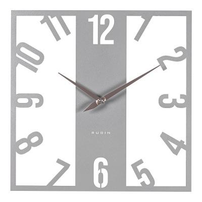 4039-003 Часы настенные из металла 40х40см открытая стрелка серебро "Классика" Рубин