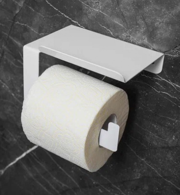 Держатель для туалетной бумаги с полкой/бортиком (170*100*58) белый