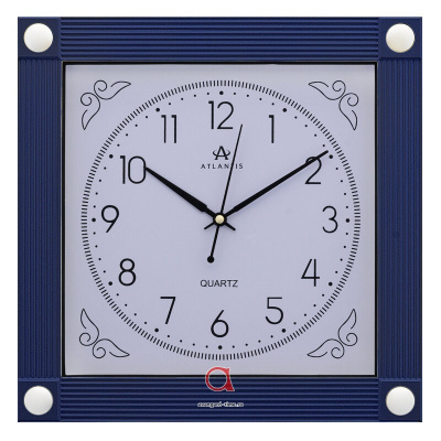 3607D-TLD blue 286x40x286мм Часы настенные Atlantis