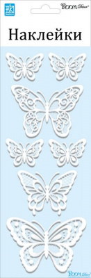 7404 RKA  Декоративная наклейка "Мерцающие бабочки белые мини"