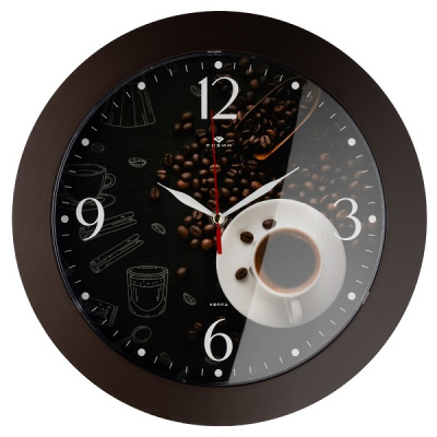 3125-018 Часы настенные круг d=31см тёмно-коричневый "Кофе" Рубин