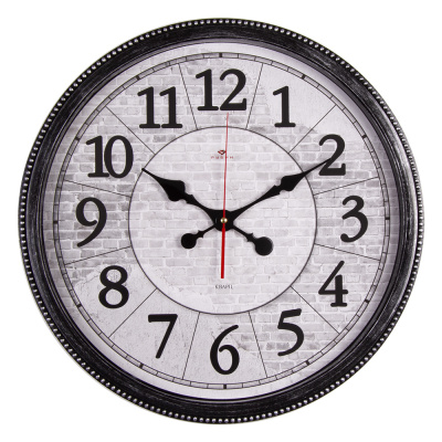 4844-005 Часы настенные круг D49,5см корпус черный с серебром "Лофт" Рубин
