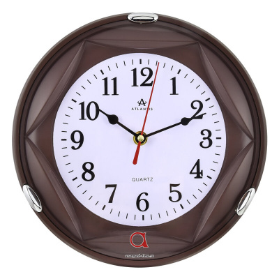 6308-TLD brown 239x238x40мм Часы настенные Atlantis